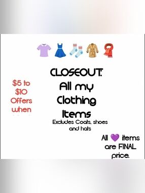 Closeout Clothing Sale Sign - White with Black & Purple Accents
